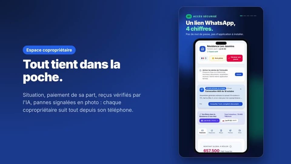 Extrait de la vidéo de présentation : l'espace copropriétaire sur téléphone